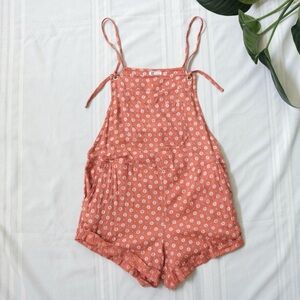 Billabong Coral Pink Floral Tie-Shoulder Romper